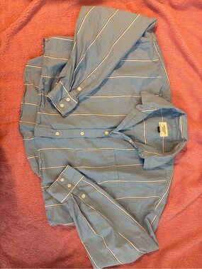 American Eagle Outfitters Blue & White Striped Button-Down Shirt